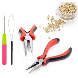 Set Nano Ring Extensii Par cu 100 Inele cu silicon Blond Deschis + Cleste, Iglita si Croseta NR002BB